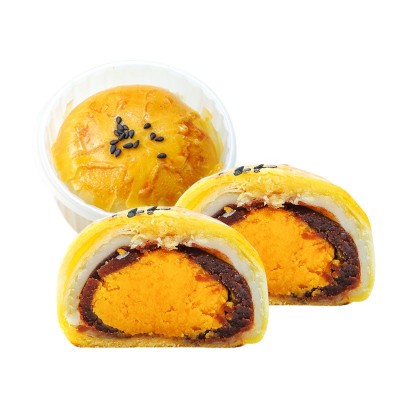 雪媚娘蛋黄酥散装批发上海新麦工厂豆沙蛋黄酥60G早餐糕零 食点心图5