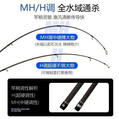 厂家碳素双竿稍MH/H调路亚竿 远投竿雷强竿海鲈竿