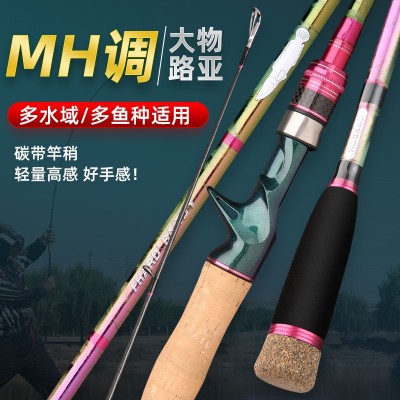 路亚竿七彩电镀冰花MH超硬路亚竿高碳素鱼竿1.8m2.7m枪柄直柄图2