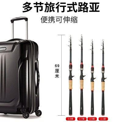 碳素伸缩路亚竿便携短节钓鱼竿MH超硬枪柄直柄振出式海杆批发图2