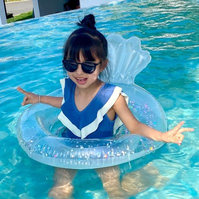 网红游泳圈儿童腋下圈ins婴幼儿宝宝座圈亮片透明贝壳加厚游泳圈图4