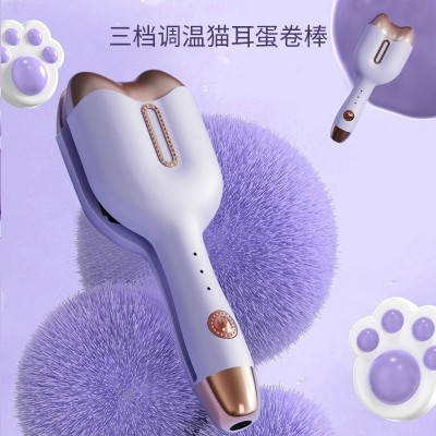 猫爪蛋蛋卷头卷发棒水波纹波浪可爱夹板短电卷发器可爱小巧卷发棒