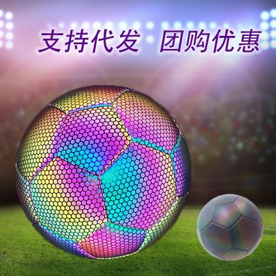 工厂现货反光足球批发跨境比赛训练专用低弹耐磨5号反光足球批发