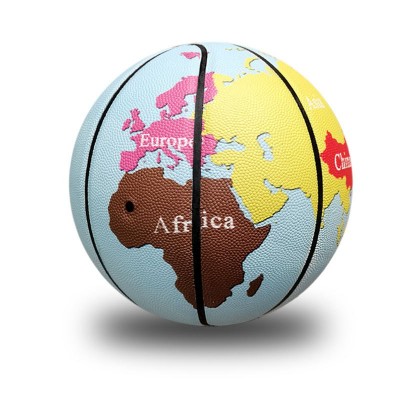 地球地图篮球PU软皮防滑成人青少年比赛用球笑脸蓝色蓝球图5