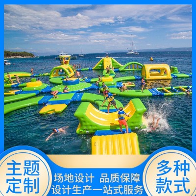 水上乐园大型充气游泳池组合滑梯水上无动力游乐设备厂家游泳池