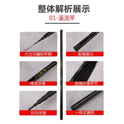 玻璃钢手杆鲫鱼竿溪流竿短节手竿37调钓鱼竿摇控车服装穿戴穿泳衣图5