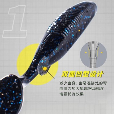 大河奔流竞技T尾2代卷尾竞技虾黑坑鳜鱼翘嘴铅头钩路亚假饵图2