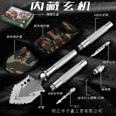 厂家直销不锈钢多功能工兵铲野外生存用品车载野营求生折叠工兵铲图2