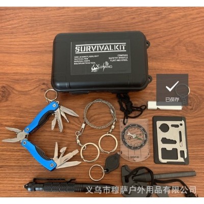 现货户外求生工具盒野营装备SOS急救包 求生应急工具多功能钳子图2