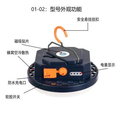 led超长续航户外露营灯 应急灯磁吸营地灯无线充电防水野 营帐篷灯图2