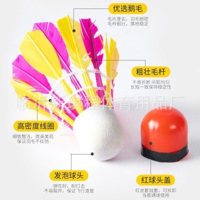 红皮头彩色羽毛球防风抗风10只装厂家直销批发室内外训练娱乐耐打图3