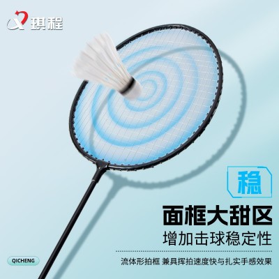 琪程正品羽毛球拍初学者学生成人儿童铁合金耐打双拍套装厂家批发图2