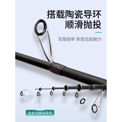 科迈雷跨境便携直柄枪柄收缩路亚竿碳素超轻硬可加长远投鱼竿批发图4