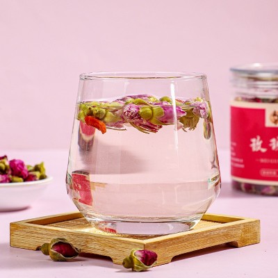 玫瑰花茶批发食用重瓣玖瑰花草茶云南特产金边玫瑰罐装100克图2