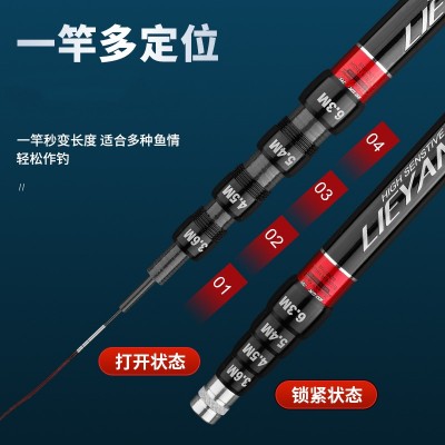 新品定位鱼竿跨境台钓竿7.2米超轻超硬高碳素28调一竿多定位代发图4